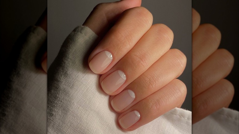 short squoval nails with lunula detail