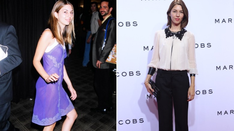Sofia Coppola at the 1995 VMAs in a slip dress and years later in a classic outfit