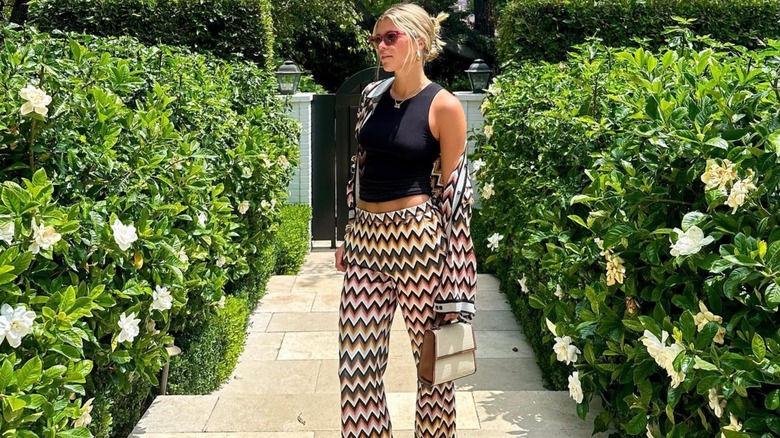 Sophia Richie wearing chevron print.