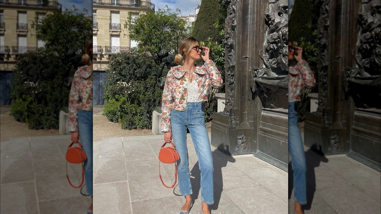 Girl wearing a quilted coat.