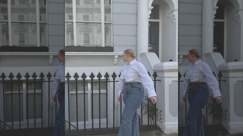 Girl wearing denim jeans