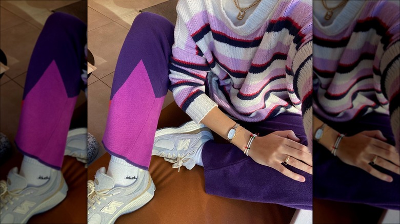 woman in monochromatic purple outfit