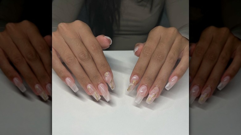 white marble nails