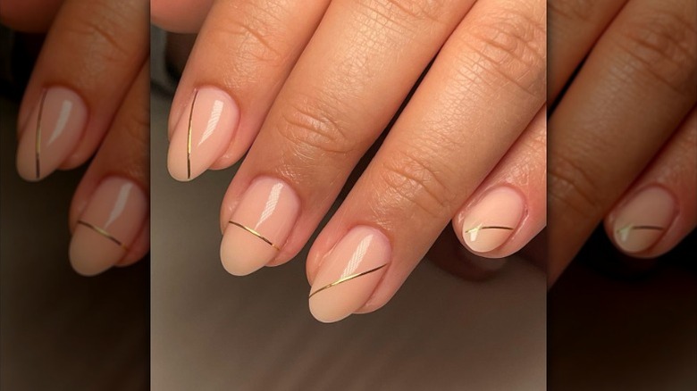 gold striped nails