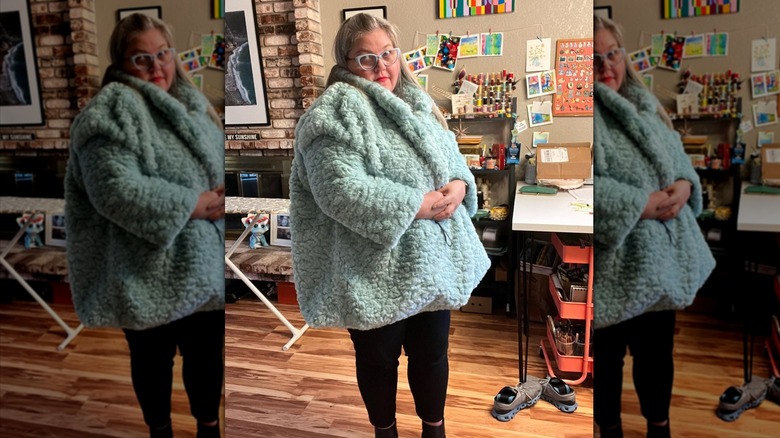 Soft blue statement coat