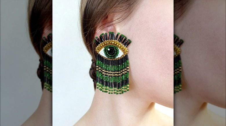 beaded eye earrings