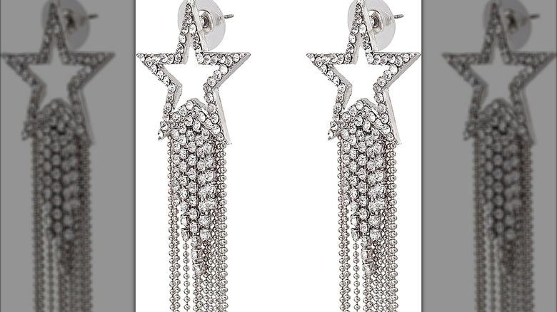 Silver star-shaped dangle earrings