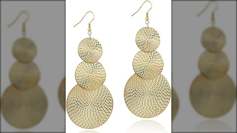 Long gold statement earrings