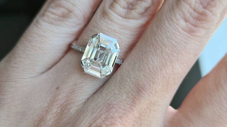 woman with wide-set diamond