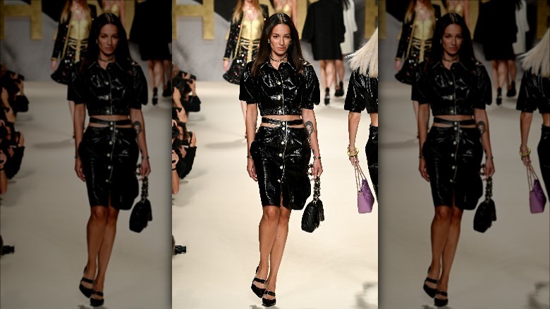 woman wearing cut out skirt 