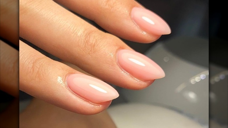 Pink almond-shaped nails