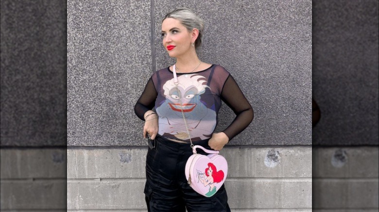 woman with a structured handbag