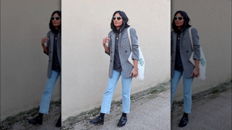 Person in black loafers