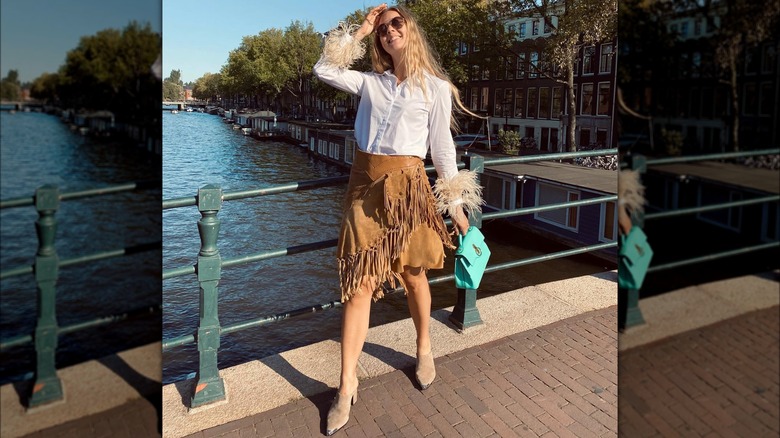 A woman wearing Western-inspired shoes