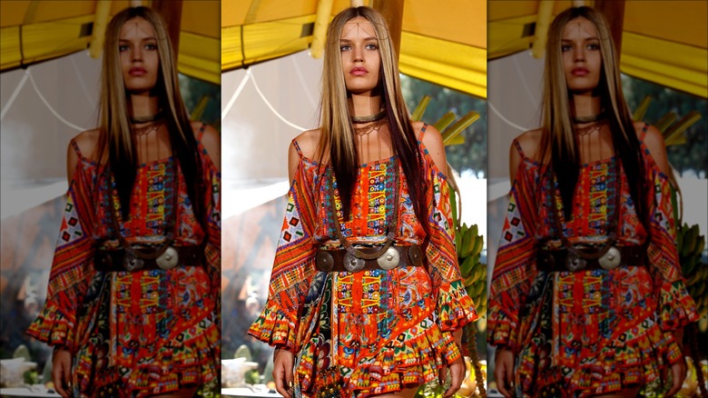 Georgia May Jagger in boho-inspired studded belt