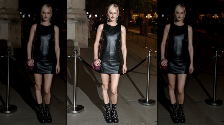 Girl wearing studded boots