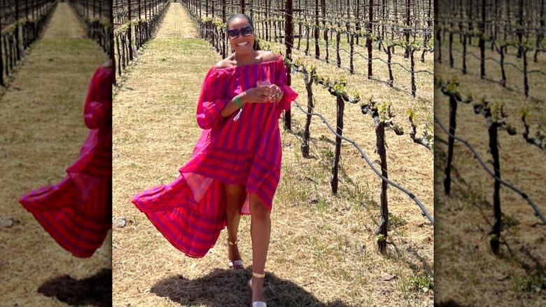 Sheinelle Jones in a vineyard in California