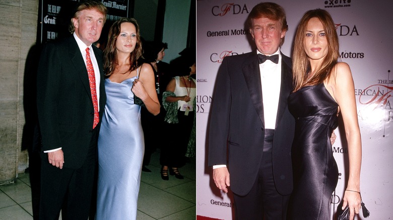 Side-by-side of Melania Trump wearing slip dresses in 1998 and 1999.