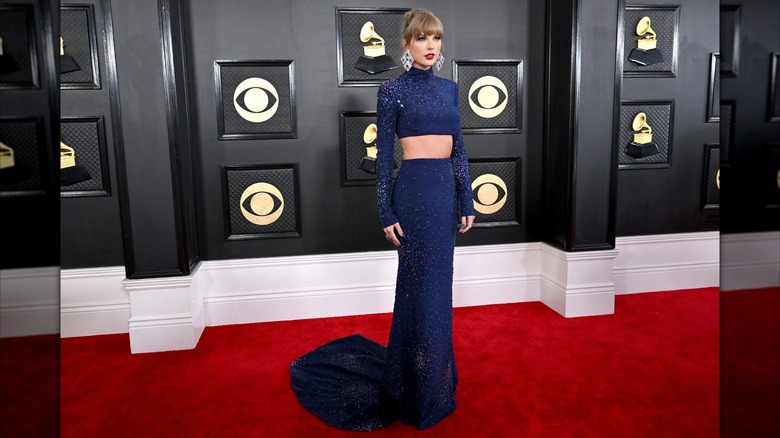 Taylor Swift in navy two piece