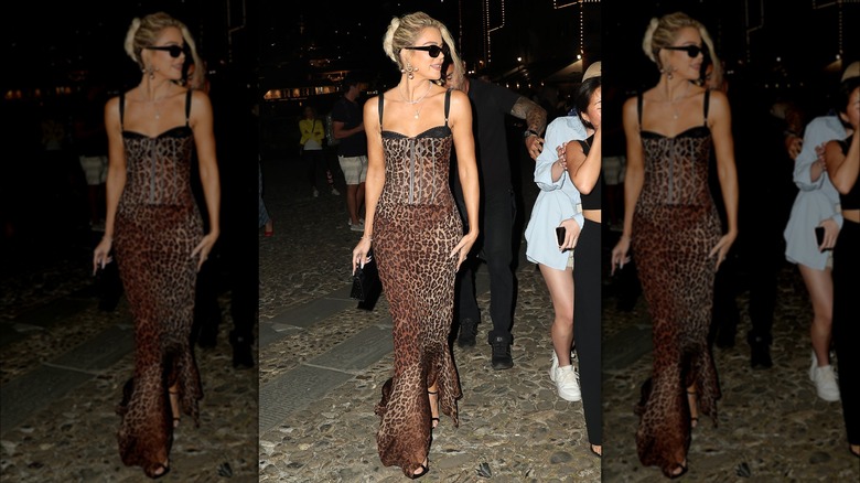 Khloé Kardashian animal print dress