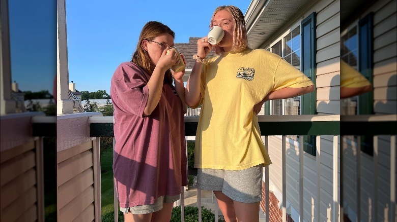 Two women wearing baggy clothes