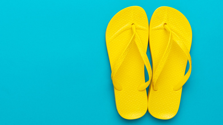 Bright yellow flip-flops