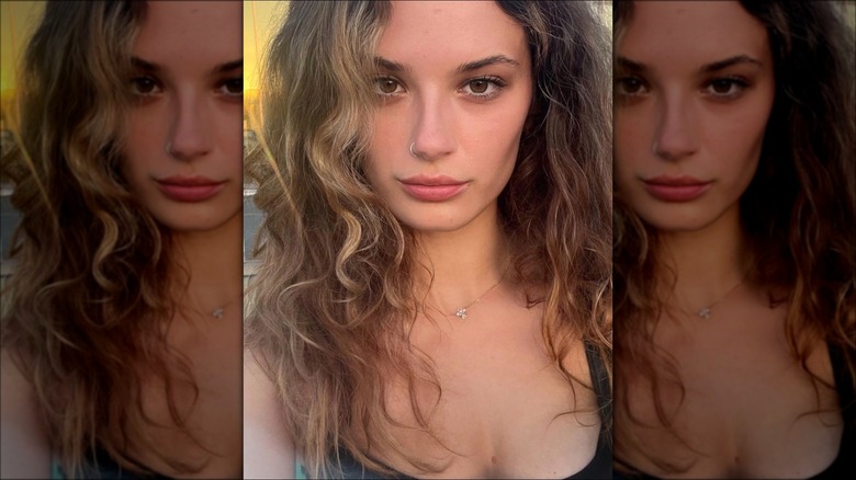 Woman with natural, thin brows