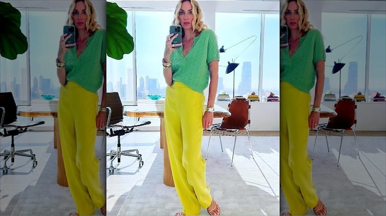 woman wearing bright summer clothes