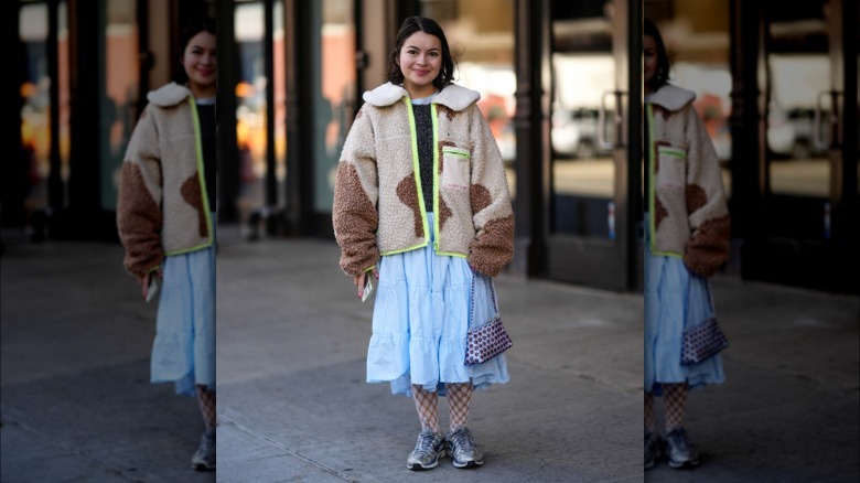 woman in a fleece jacket