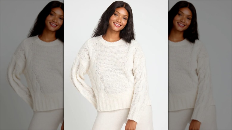 A cable knit sweater