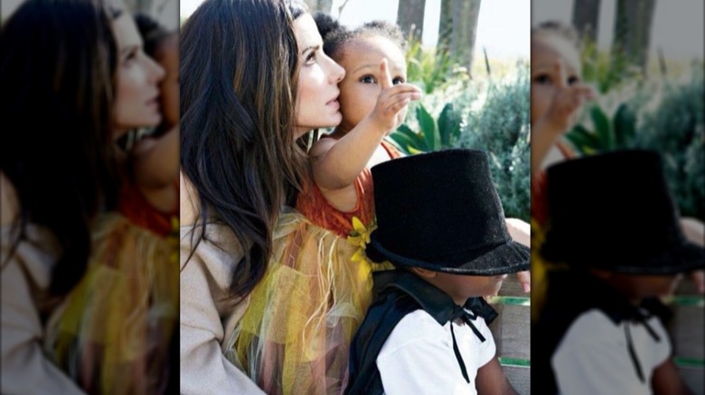 Sandra Bullock with her two children.