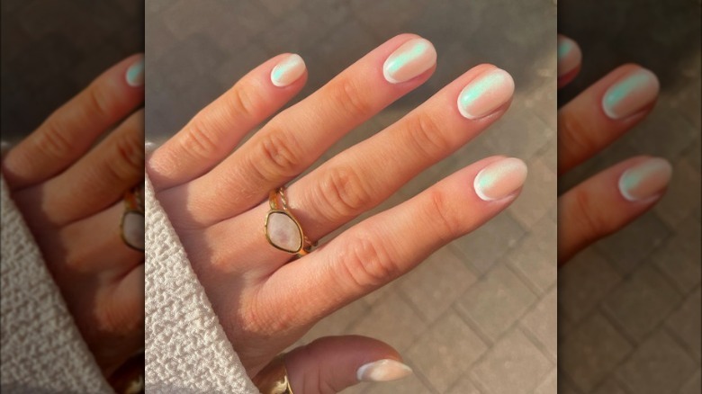 glazed reverse french manicure
