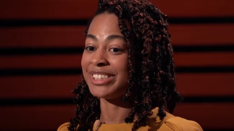 Tania Speaks pitching on "Shark Tank"