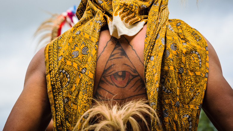 warrior with back tattoo