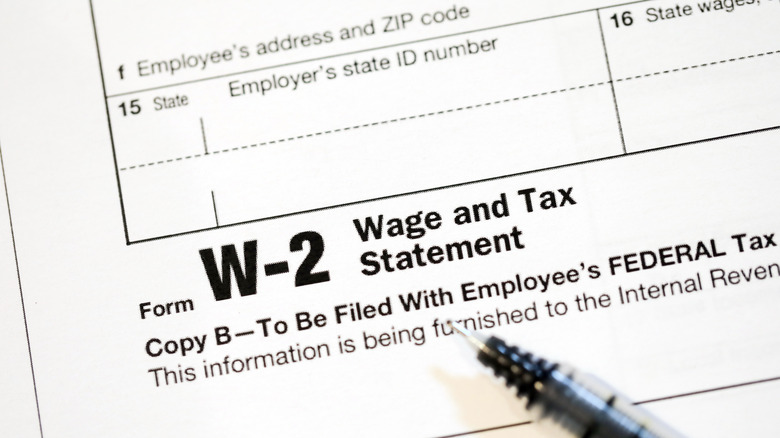 Closeup of W-2 form