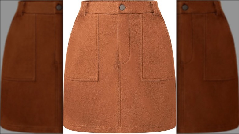 A suede pencil miniskirt