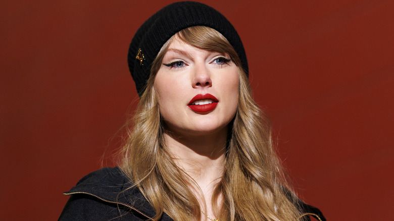 Taylor Swift arriving at the stadium prior to the AFC Championship game between the Buffalo Bills and the Kansas City Chiefs