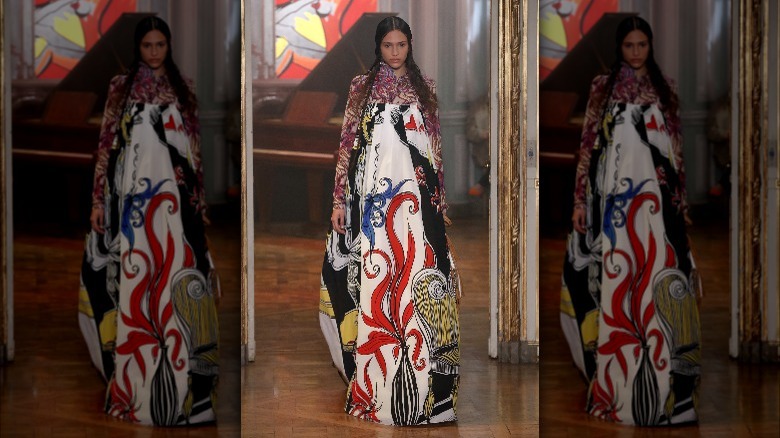 Colorful tent dress on runway