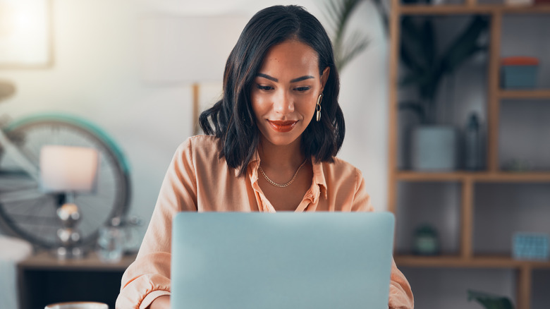Woman working on laptop