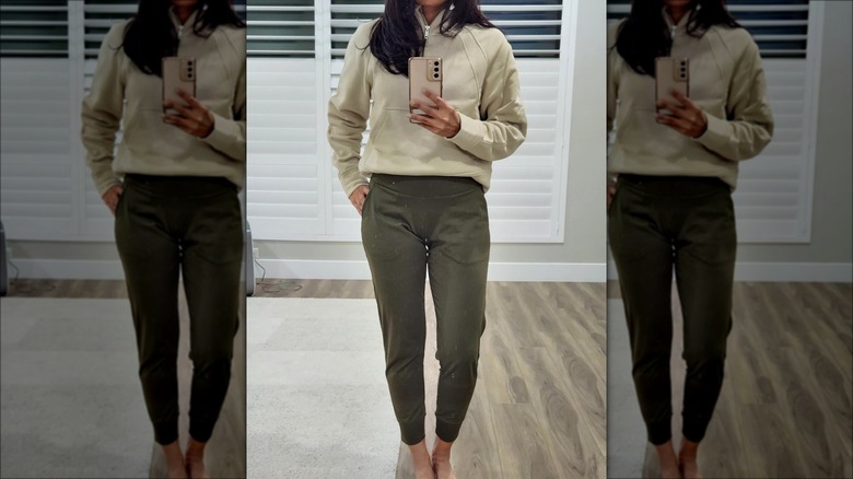 khaki green jogger pants gym