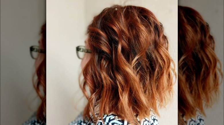 Woman with long stacked bob