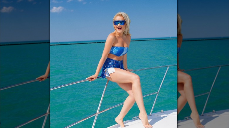 young woman on yacht