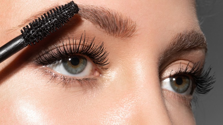 Woman brushing brows