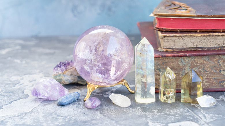 healing crystals and books