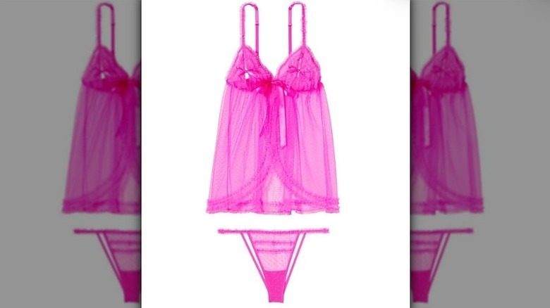 Pink mesh babydoll set