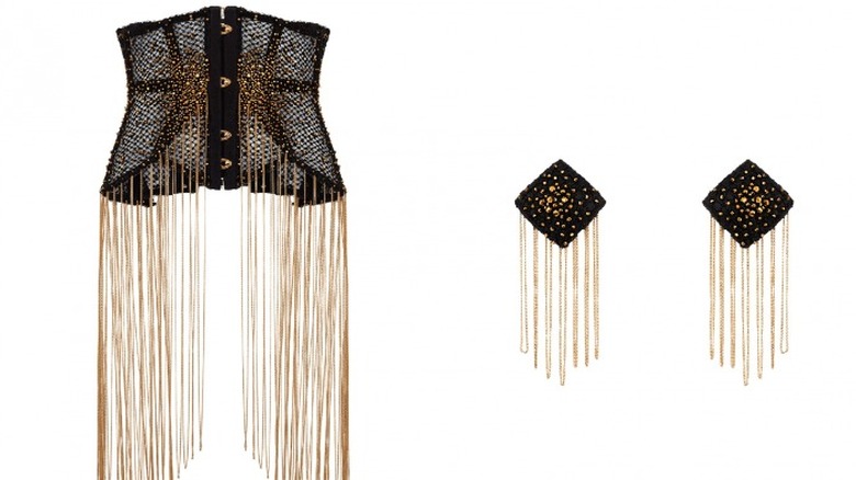 Black and gold corset and pasties set