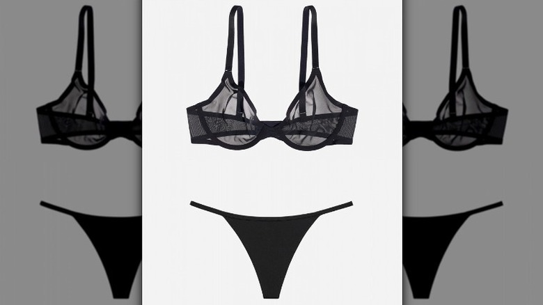See-through black lingerie set