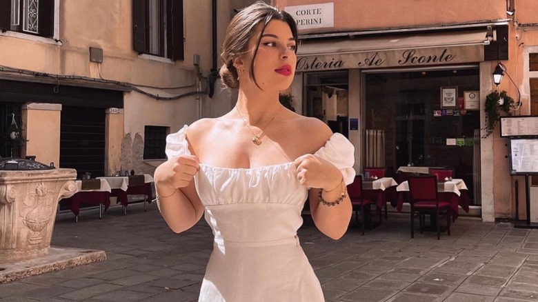 Woman wearing white dress