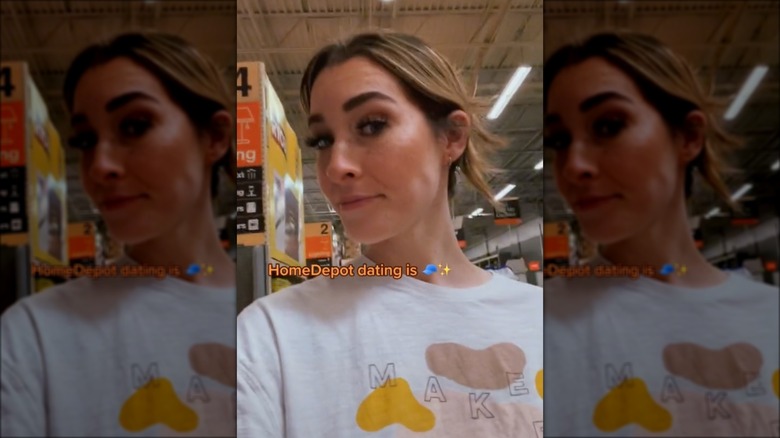 Woman walking the aisles of Home Depot