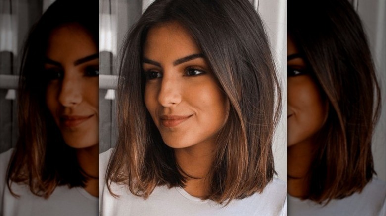 woman with long bob haircut